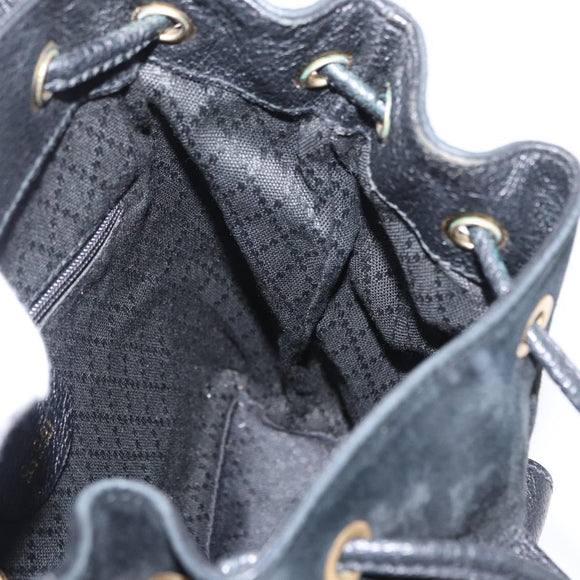 GUCCI Bamboo Backpack Suede Black Gold 003 1705 0030 Auth 163304