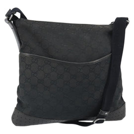 GUCCI GG Canvas Shoulder Bag Black Silver 145857 Auth 163305