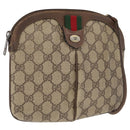 GUCCI GG Supreme Web Sherry Line Shoulder Bag PVC Beige Gold Auth 163314-1