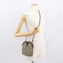 GUCCI GG Supreme Web Sherry Line Shoulder Bag PVC Beige Gold Auth 163314-24