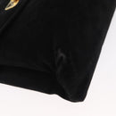 Salvatore Ferragamo Gancini Shoulder Bag Suede Black Gold Auth 163316-10