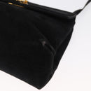Salvatore Ferragamo Gancini Shoulder Bag Suede Black Gold Auth 163316-14
