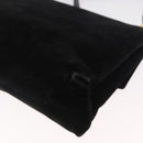 Salvatore Ferragamo Gancini Shoulder Bag Suede Black Gold Auth 163316-16