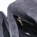 Salvatore Ferragamo Gancini Shoulder Bag Suede Black Gold Auth 163316-24