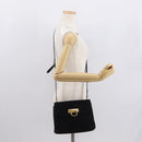 Salvatore Ferragamo Gancini Shoulder Bag Suede Black Gold Auth 163316-26