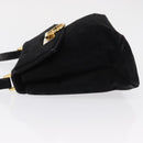 Salvatore Ferragamo Gancini Shoulder Bag Suede Black Gold Auth 163316-4