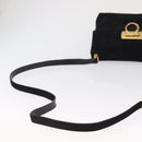 Salvatore Ferragamo Gancini Shoulder Bag Suede Black Gold Auth 163316-7