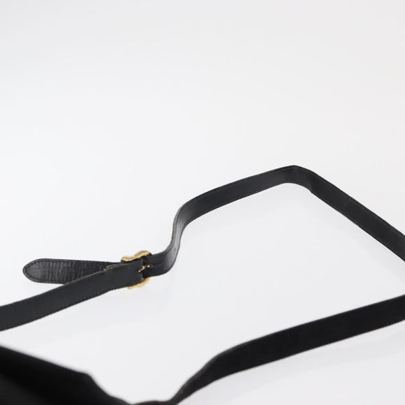 Salvatore Ferragamo Gancini Shoulder Bag Suede Black Gold Auth 163316