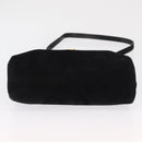 Salvatore Ferragamo Gancini Shoulder Bag Suede Black Gold Auth 163316-5