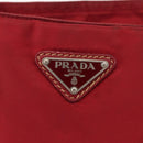 PRADA Shoulder Bag Nylon Red Silver Auth 163326-18