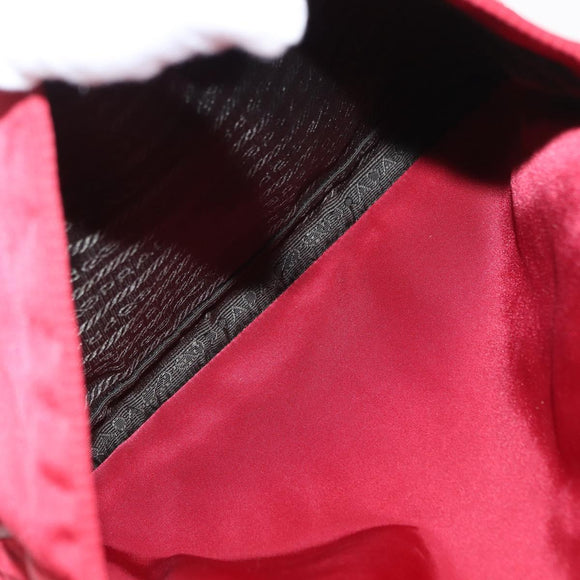 PRADA Shoulder Bag Nylon Red Silver Auth 163326