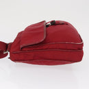 PRADA Shoulder Bag Nylon Red Silver Auth 163326-4