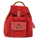 GUCCI Bamboo Backpack Suede Red Gold 003 2034 0030 Auth 163330-13