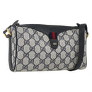 GUCCI GG Supreme Sherry Line Bag PVC Navy Gold Red 89 02 018 Auth 163335-1