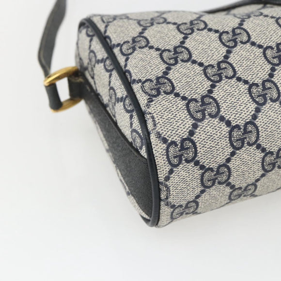 GUCCI GG Supreme Sherry Line Bag PVC Navy Gold Red 89 02 018 Auth 163335