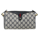 GUCCI GG Supreme Sherry Line Bag PVC Navy Gold Red 89 02 018 Auth 163335-13