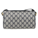 GUCCI GG Supreme Sherry Line Bag PVC Navy Gold Red 89 02 018 Auth 163335-2