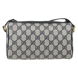 GUCCI GG Supreme Sherry Line Bag PVC Navy Gold Red 89 02 018 Auth 163335 - 0