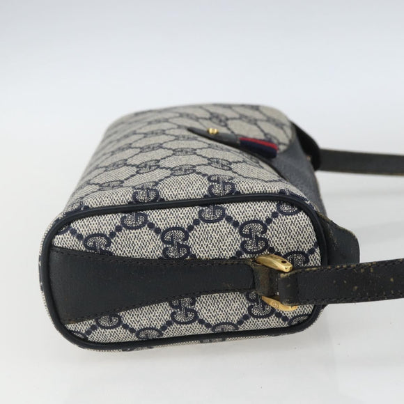 GUCCI GG Supreme Sherry Line Bag PVC Navy Gold Red 89 02 018 Auth 163335
