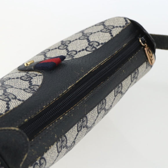 GUCCI GG Supreme Sherry Line Bag PVC Navy Gold Red 89 02 018 Auth 163335