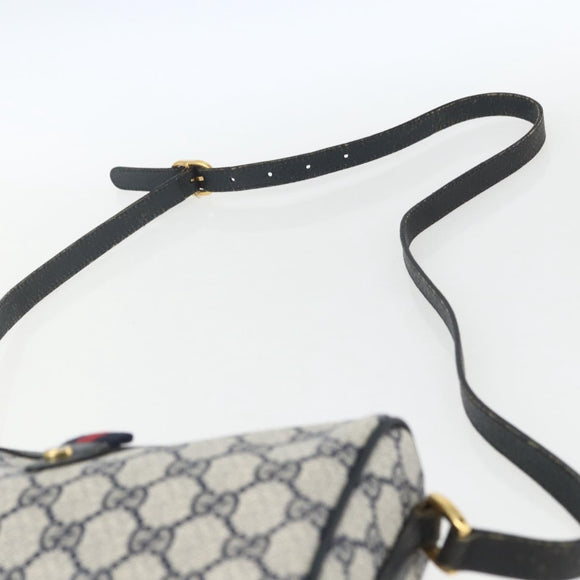 GUCCI GG Supreme Sherry Line Bag PVC Navy Gold Red 89 02 018 Auth 163335