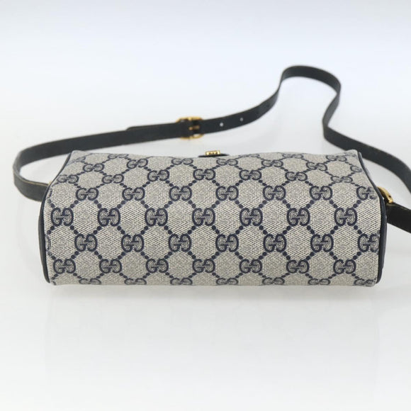 GUCCI GG Supreme Sherry Line Bag PVC Navy Gold Red 89 02 018 Auth 163335