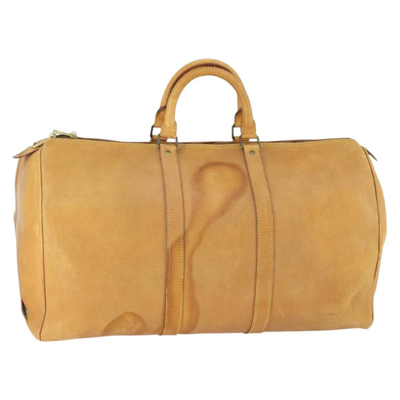 LOUIS VUITTON Nomad Keepall 55 Boston Bag Beige LV Auth 163339