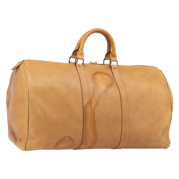 LOUIS VUITTON Nomad Keepall 55 Boston Bag Beige LV Auth 163339