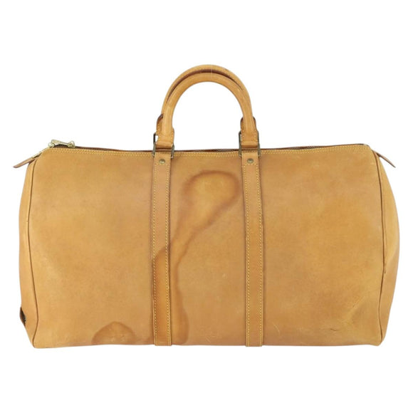 LOUIS VUITTON Nomad Keepall 55 Boston Bag Beige LV Auth 163339