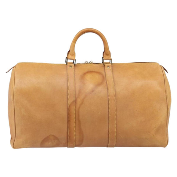 LOUIS VUITTON Nomad Keepall 55 Boston Bag Beige LV Auth 163339
