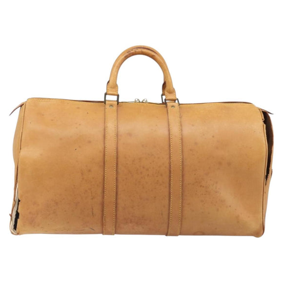 LOUIS VUITTON Nomad Keepall 55 Boston Bag Beige LV Auth 163339