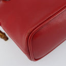 GUCCI Bamboo Hand Bag Leather 2way Red Gold 007 1014 0231 0 Auth 163343-16