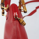 GUCCI Bamboo Hand Bag Leather 2way Red Gold 007 1014 0231 0 Auth 163343-19