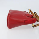GUCCI Bamboo Hand Bag Leather 2way Red Gold 007 1014 0231 0 Auth 163343-3