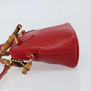 GUCCI Bamboo Hand Bag Leather 2way Red Gold 007 1014 0231 0 Auth 163343-4