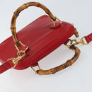 GUCCI Bamboo Hand Bag Leather 2way Red Gold 007 1014 0231 0 Auth 163343-6