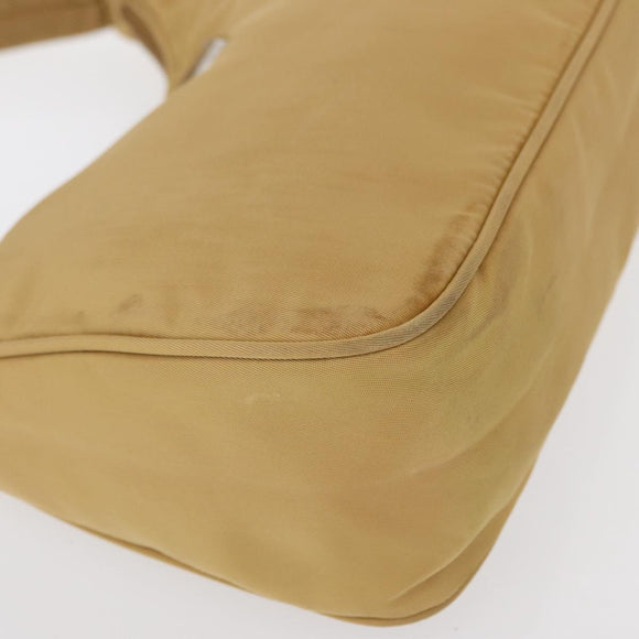 PRADA Hand Bag Nylon Beige Auth 163348