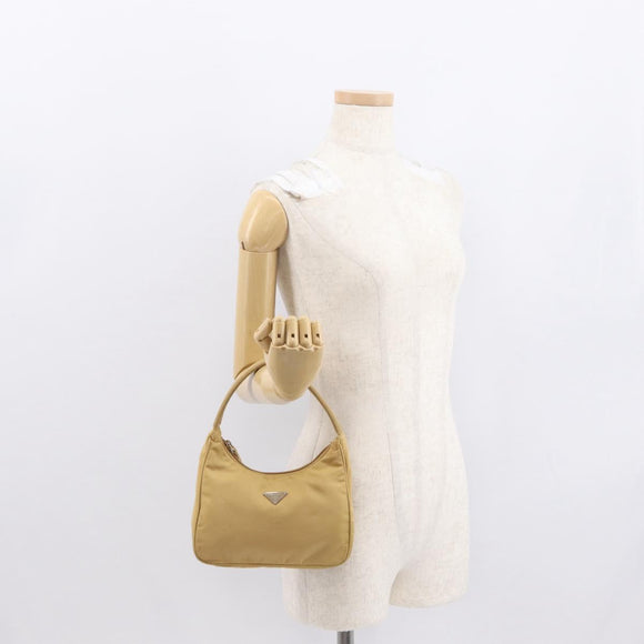 PRADA Hand Bag Nylon Beige Auth 163348