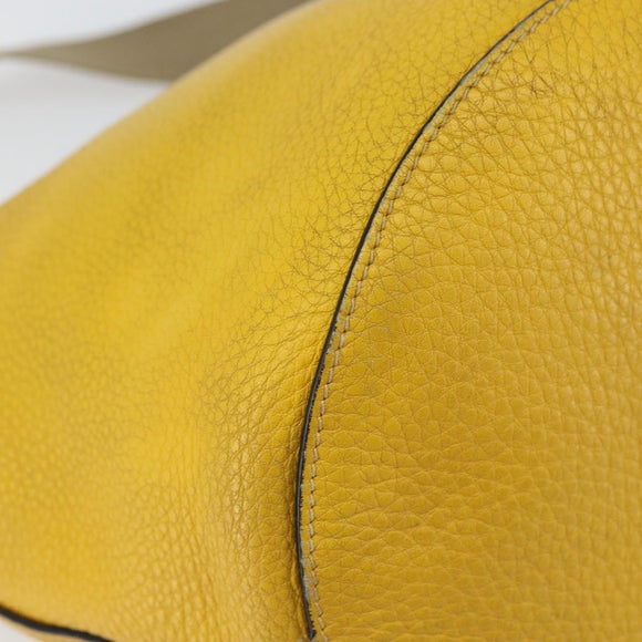 PRADA Umhängetasche Leder Gelb Silber Auth 163357