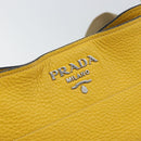 PRADA Umhängetasche Leder Gelb Silber Auth 163357-17