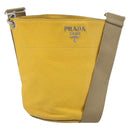 PRADA Umhängetasche Leder Gelb Silber Auth 163357-1