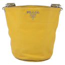 PRADA Umhängetasche Leder Gelb Silber Auth 163357-13