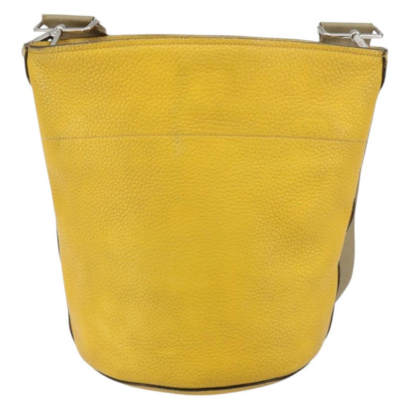 PRADA Umhängetasche Leder Gelb Silber Auth 163357