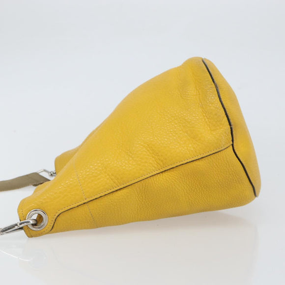 PRADA Umhängetasche Leder Gelb Silber Auth 163357