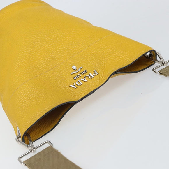 PRADA Umhängetasche Leder Gelb Silber Auth 163357