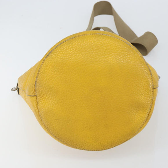 PRADA Umhängetasche Leder Gelb Silber Auth 163357