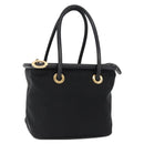 CELINE Circle Hand Bag Nylon Black Gold Auth 163365-1