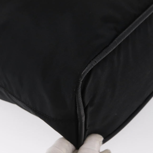 CELINE Circle Hand Bag Nylon Black Gold Auth 163365