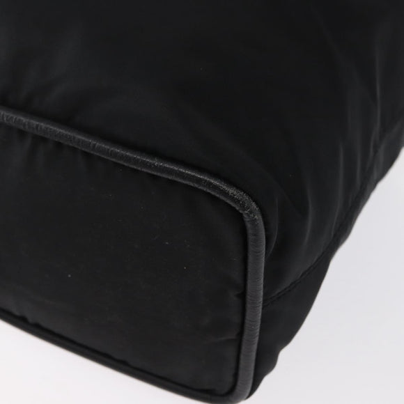 CELINE Circle Hand Bag Nylon Black Gold Auth 163365
