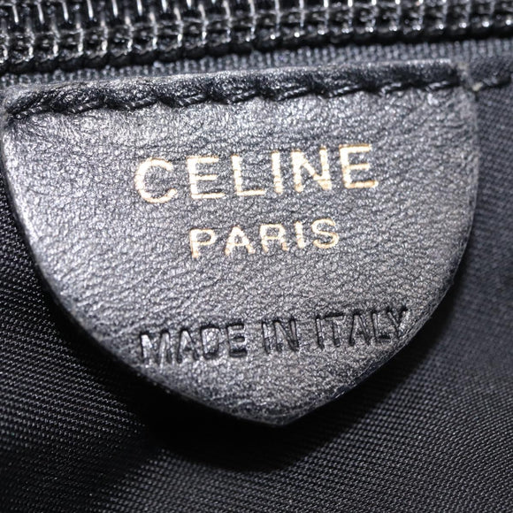 CELINE Circle Hand Bag Nylon Black Gold Auth 163365